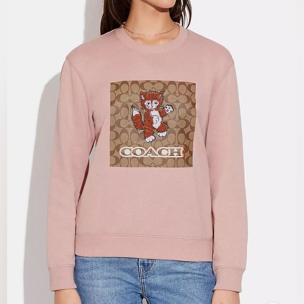 NWT Coach Signature Kitten Crewneck size XL‎ - Picture 2 of 5